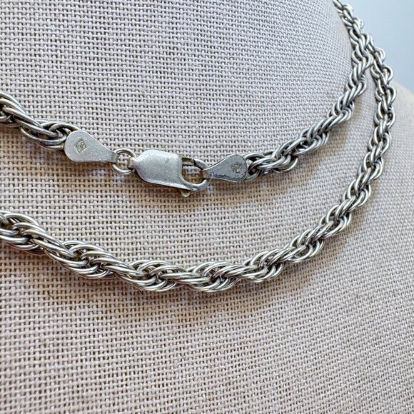 VTG Italy Sterling Silver 925 Heavy Rope Chain Lobster Clasp Necklace Size 29.5" - Picture 5 of 11